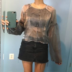 ASOS Silver Sheer Blouse